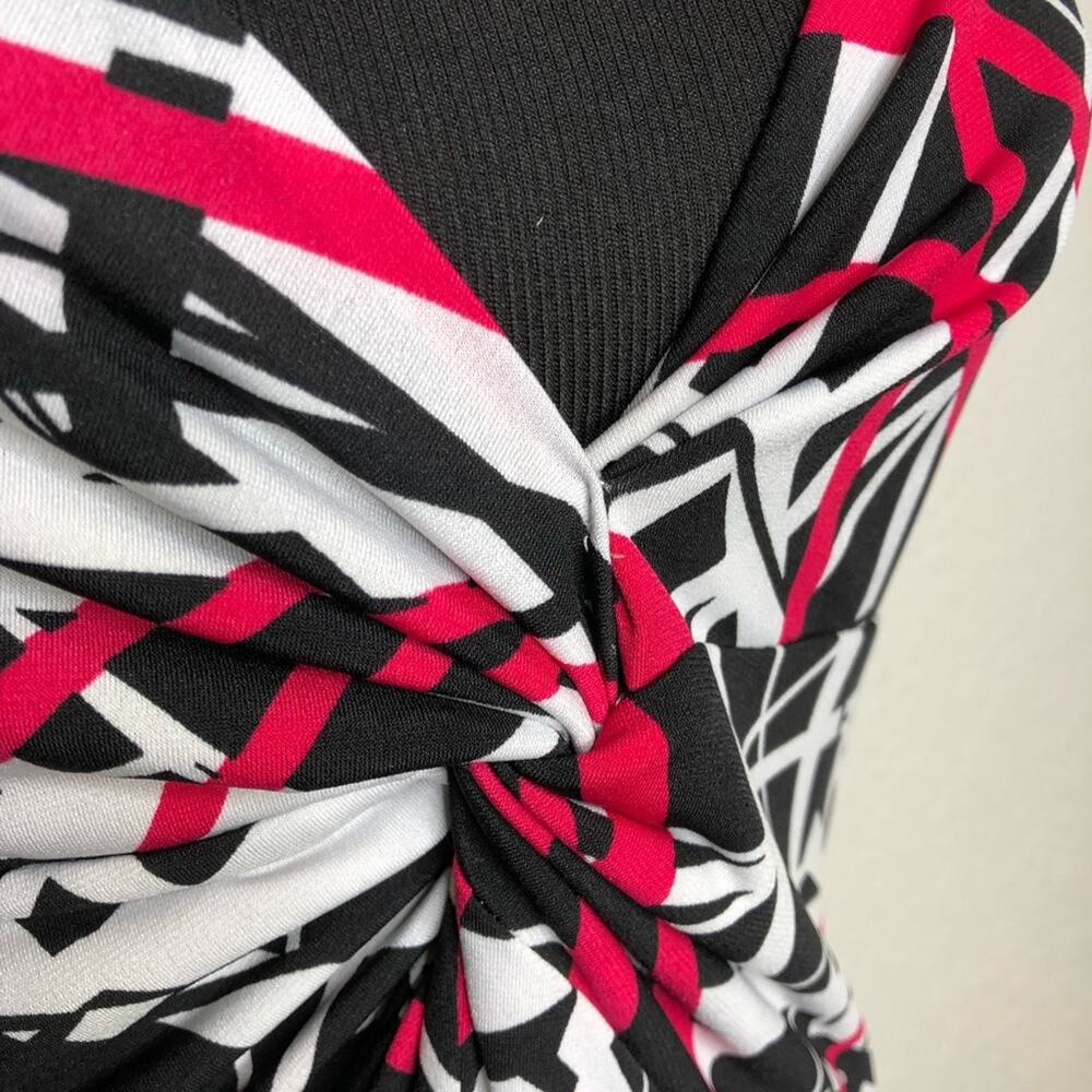 Joseph Ribkoff white black pink splatter stripe graphic midi dress size 10 - Picture 4 of 15